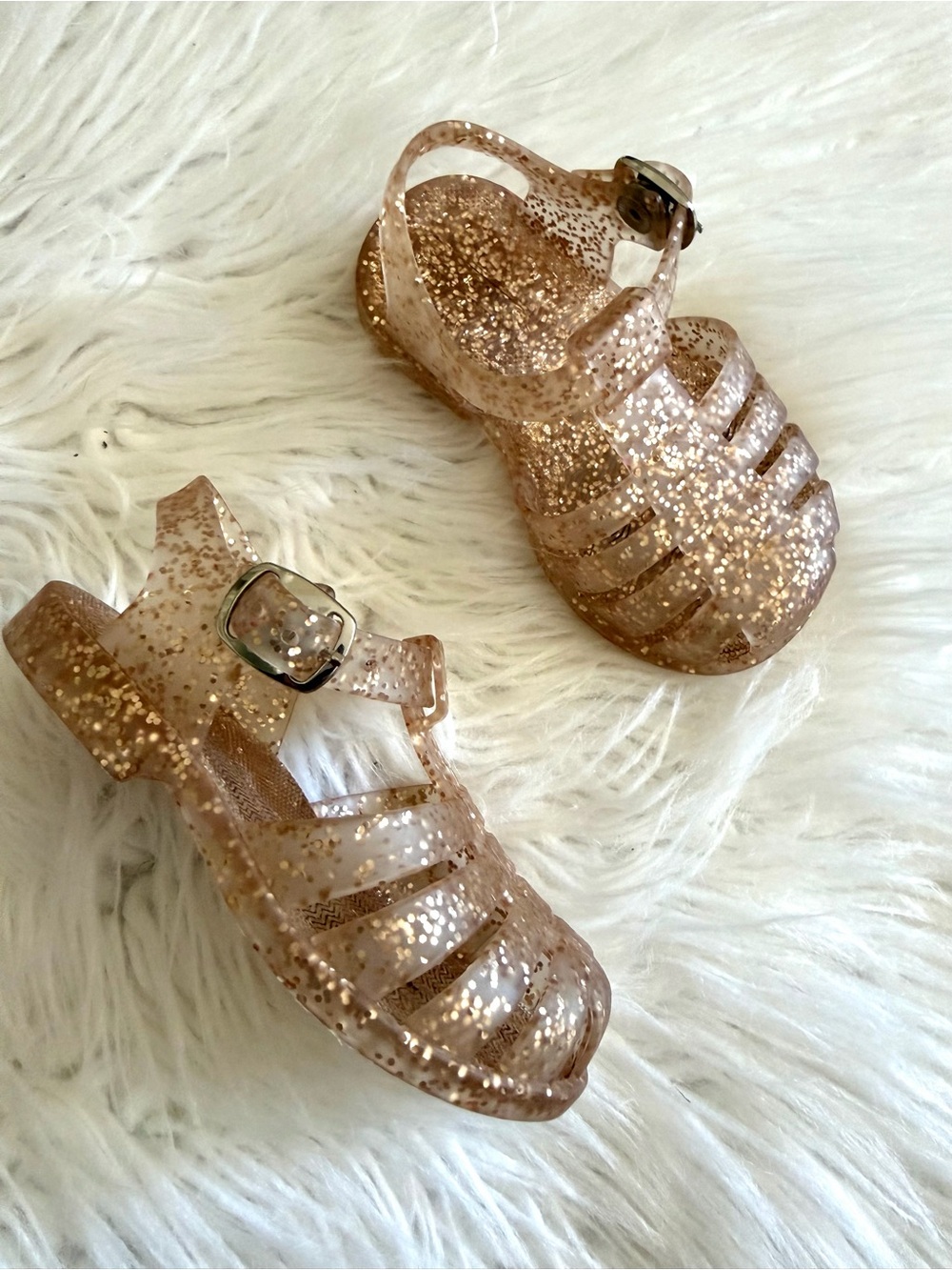 Mini Melissa Kids Glitter Jelly Sandals - champagne gold